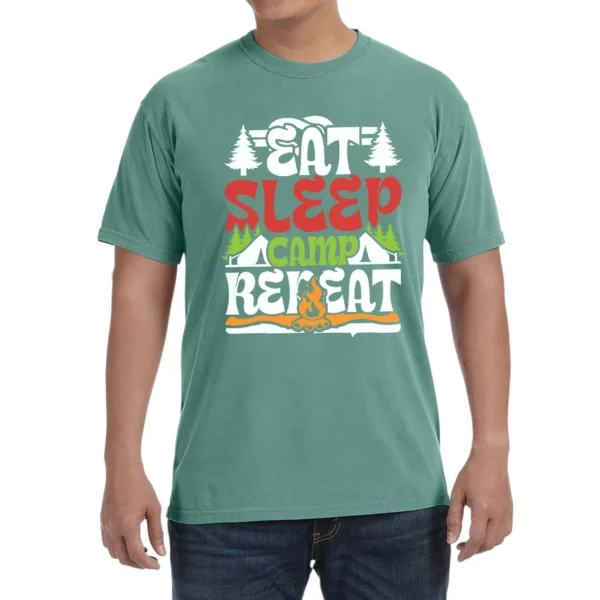 Eat Sleep Camp Rereat Unisex Comfort Colors T-shirts - Light Green