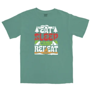 Eat Sleep Camp Rereat Unisex Comfort Colors T-shirts - Light Green
